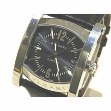 BVLGARI Ashoma Men's Automatic Watch Date AA48S Silver SS Black Dial