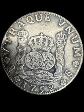Spanien 8 Reales 1752 Silberm&uuml;nze, Wappen & S&auml;ulen, &bdquo;UTRAQUE VNUM&ldquo;