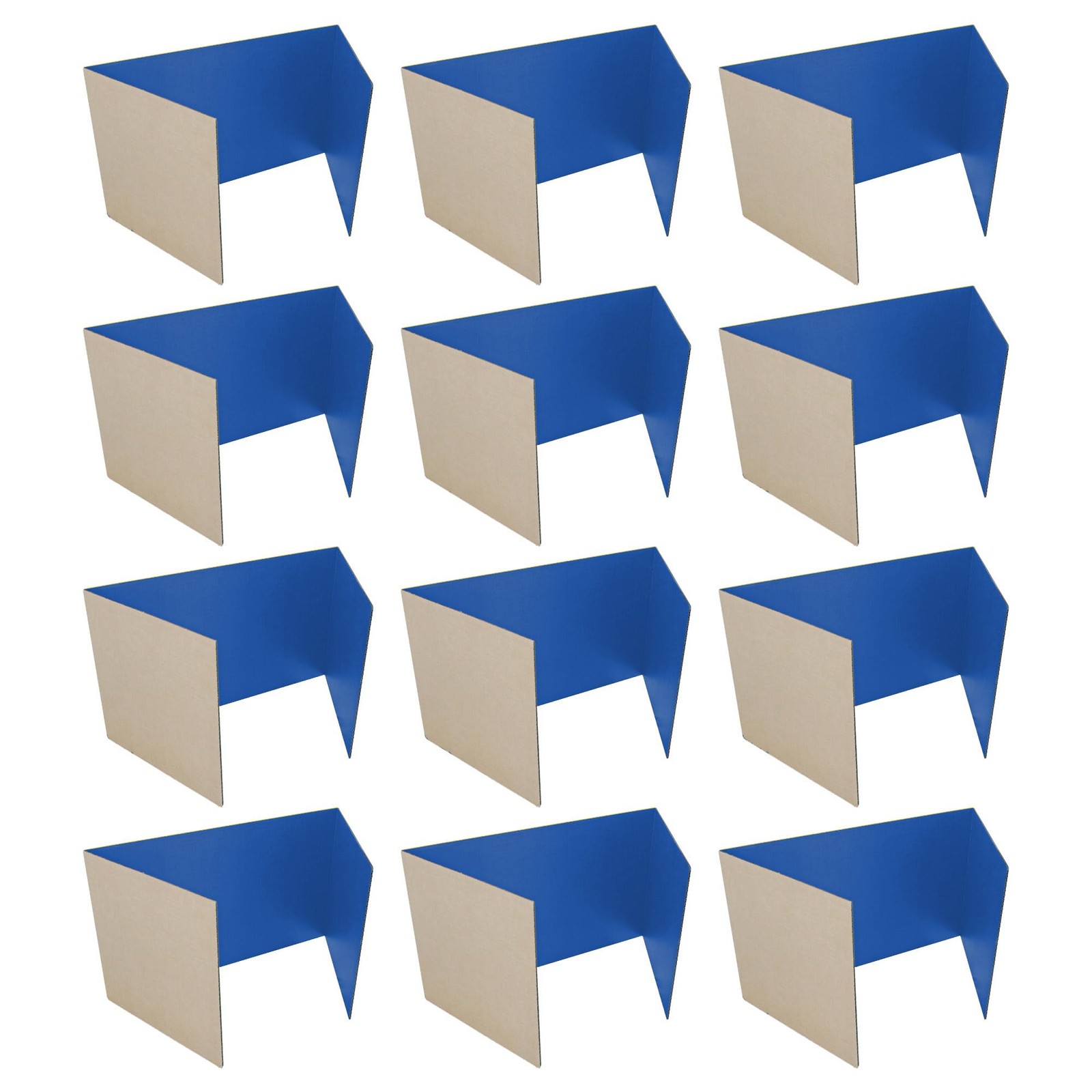Flipside Products 12 Pack Blue Study Carrel 12X48 Privacy Boards Student