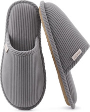 Women'S Corduroy Scuff Slippers with Memory Foam Non Slip Outsole