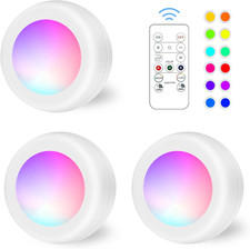 LED Puck Lights with Remote Control, 16 Color Changeable under Cabinet Lights wi