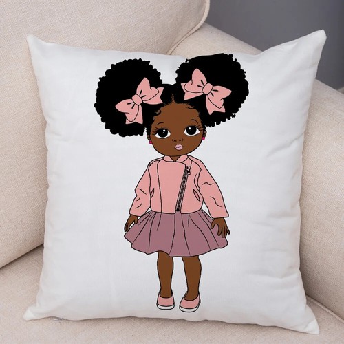 Both Sided Cartoon African Baby Girl Pillow Case Soft Plush Cushion Cover - Picture 21 of 67