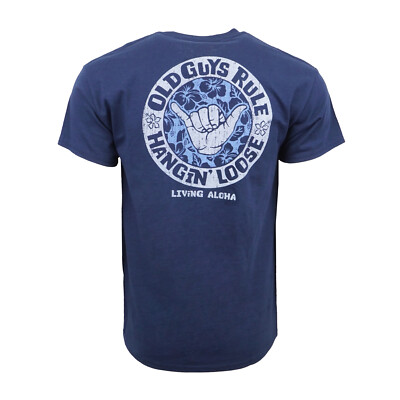 OLD GUYS RULE LIVING ALOHA NAVY T SHIRT