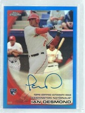 IAN DESMOND 2010 TOPPS CHROME ON CARD AUTO BLUE REFRACTOR ROOKIE RC #D 78/199