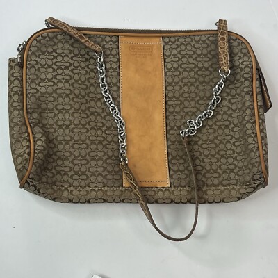 Coach Signature Canvas & Leather Bag | eBay