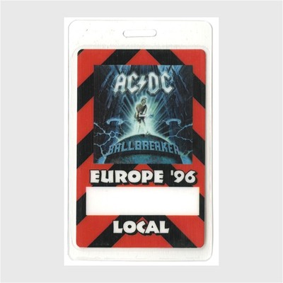 AC/DC 1996 Ballbreaker Europe Concert Tour crew Laminated Backstage ...