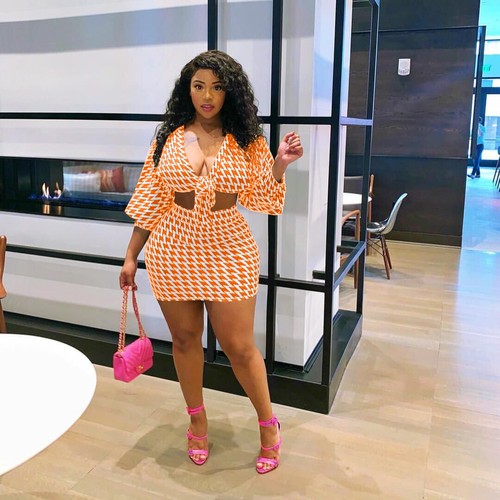 Plus Size Fashion Sexy Women Plaid V 