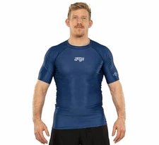 Fuji Sports ProTech Pro-Tech  BJJ Jiu Jitsu ShortSleeve SS Rashguard - Blue