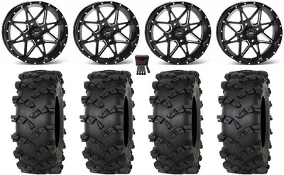 ITP Tornado 14'' Wheels Black 30'' Outlaw M/T Tires Kawasaki Teryx Mule