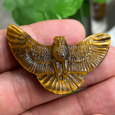 2 '' Natural Tiger's Eye Quartz Eagle Skull Carved Crystal Healing1pc