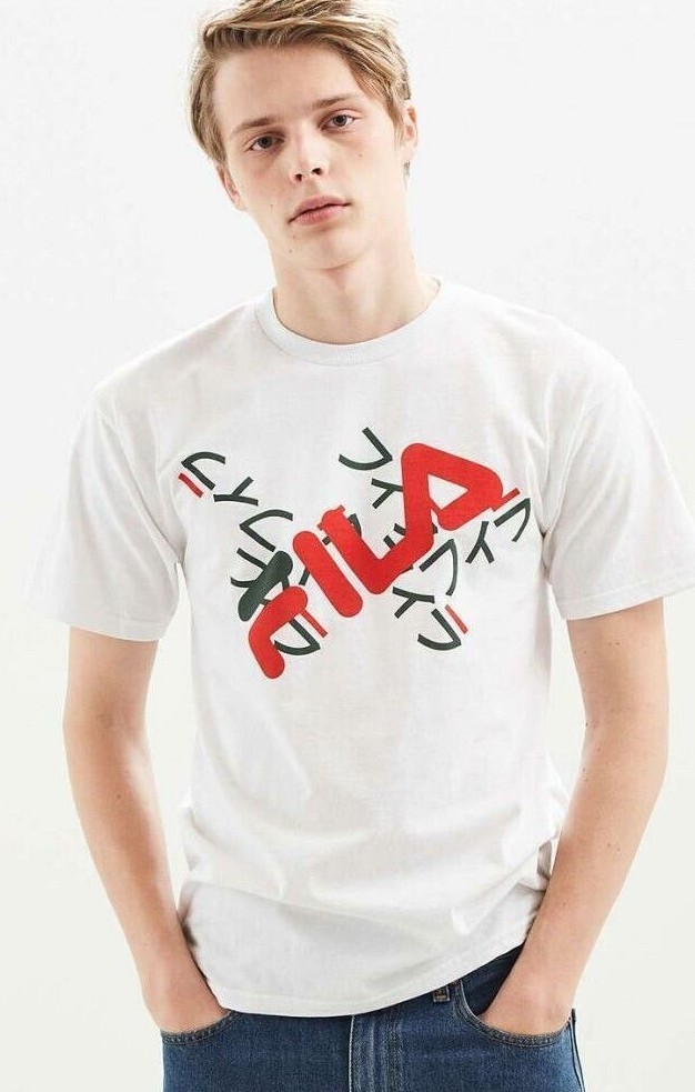 T shirt FILA logo retrò giapponese 100% cotone unisex NUOVA