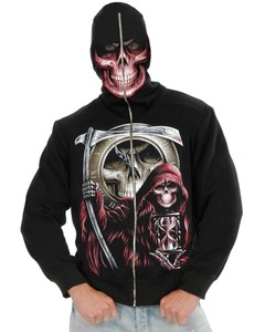 grim reaper zip up moletom com capuz