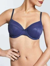 Chantelle 1296 Aeria Spacer Mesh T-Shirt Bra Sz 30DD Royal Blue