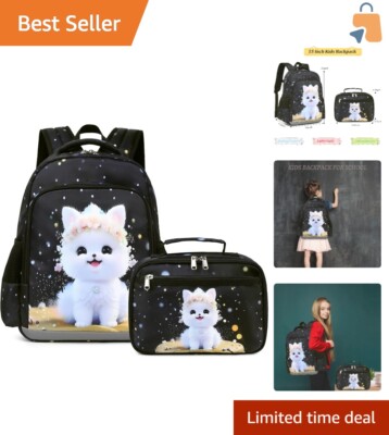 Lightweight Girls School Backpack & Lunchbox - Kid-Safe with Chest Strap Support