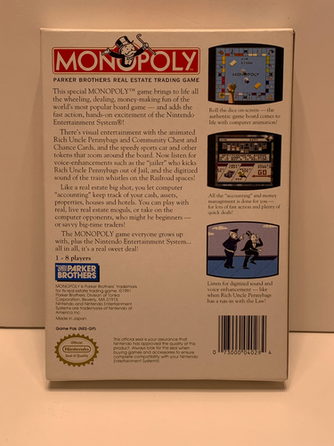 Monopoly (Nintendo Entertainment System, NES, 1991)CIB+RARE POSTER, MINT, Tested - Picture 4 of 7
