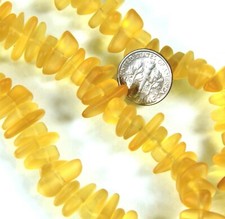 Pebble Beads, Lemon Yellow w/Frosted Matte Sea Glass Finish, 6x9mm, 22 Pieces