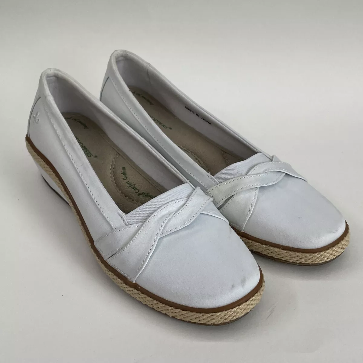 Grasshoppers White Gigi Wedge Pump Espadrille Cushioned Shoes 7 M