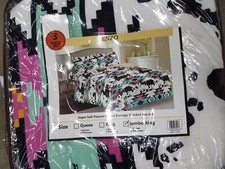 3 Piece Sherpa Blanket Borrego Comforter Set Reversible Jumbo King