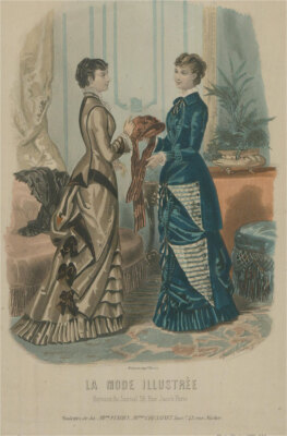 French 1880 Fashion Plate - La Mode Illustree, Day Dresses | eBay