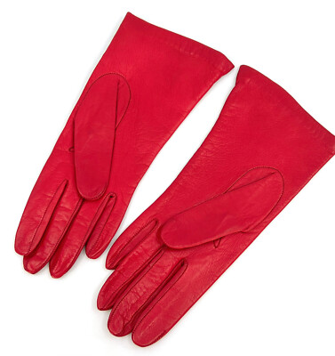 Gloves Red Kid Leather 1950s Saks Fifth Avenue Silk Lined Size 6.5