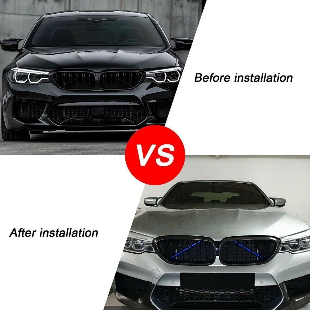 Grill Bar V Brace Grille Trim Strips Cover Blue For BMW F30 F20 1 2 3 4