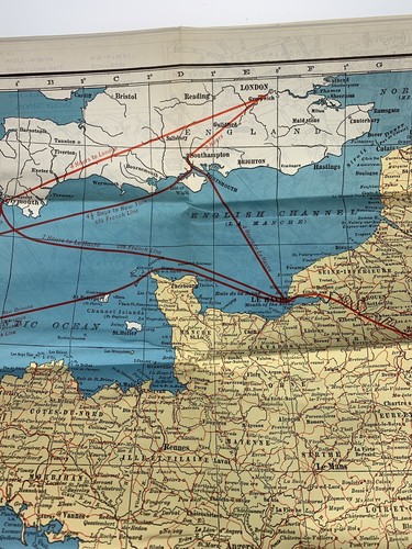 Vintage1930s French Line Trans-Atlantic Cruise Ship Tourist Map France Normandie - Picture 5 of 5
