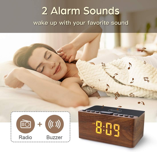Digital LED Alarm Clock FM Radio, Fast Wireless Charger Station for Iphone/Samsu - Picture 6 of 12