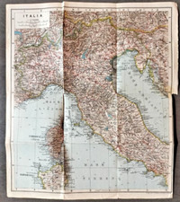 VTG 1900s Italy Geographical Map Italian Orig 12" x 11" C30-2