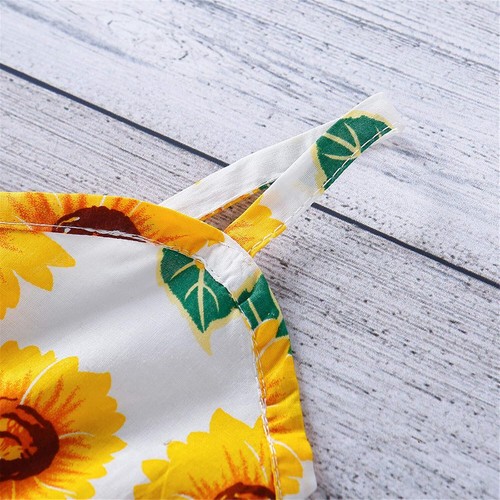 Toddler Infant Baby Girl Dress Clothes Set Sleeveless Flower Summer Dresses - Picture 4 of 12