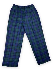 Vtg Pendleton Womens Blue Green Plaid Wool Straight Leg Dress Pants USA Sz 14
