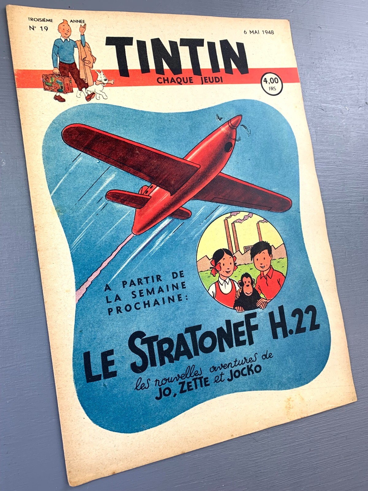 Vintage 1948 Tintin Journal Issue 19 Herge Cover Edition Comic EO-image