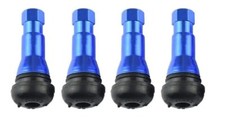 4 PACK TR413AC BLUE CHROME RUBBER SNAP-IN TIRE VALVE STEM