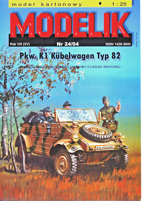 Modelik 24/04 1/25 Pkw K1 Kübelwagen Typ 82 Papierkartenmodell (Laserschnittrahmen)