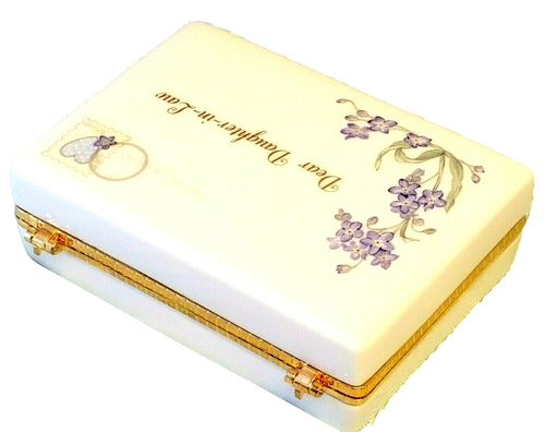 Caja de baratijas 2006 blanca con adornos dorados Dear Daughter In Law Musical C2029 - Imagen 3 de 10