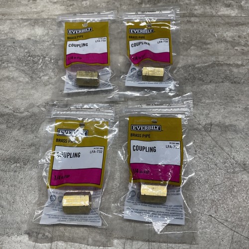 Lote de 4 accesorios de acoplamiento de tubería de latón Everbilt LFA-732 1/4" FIP latón sin plomo - Imagen 6 de 6