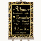 Black & Gold Damask I Love You Message For Mum Personalised Wedding Sign