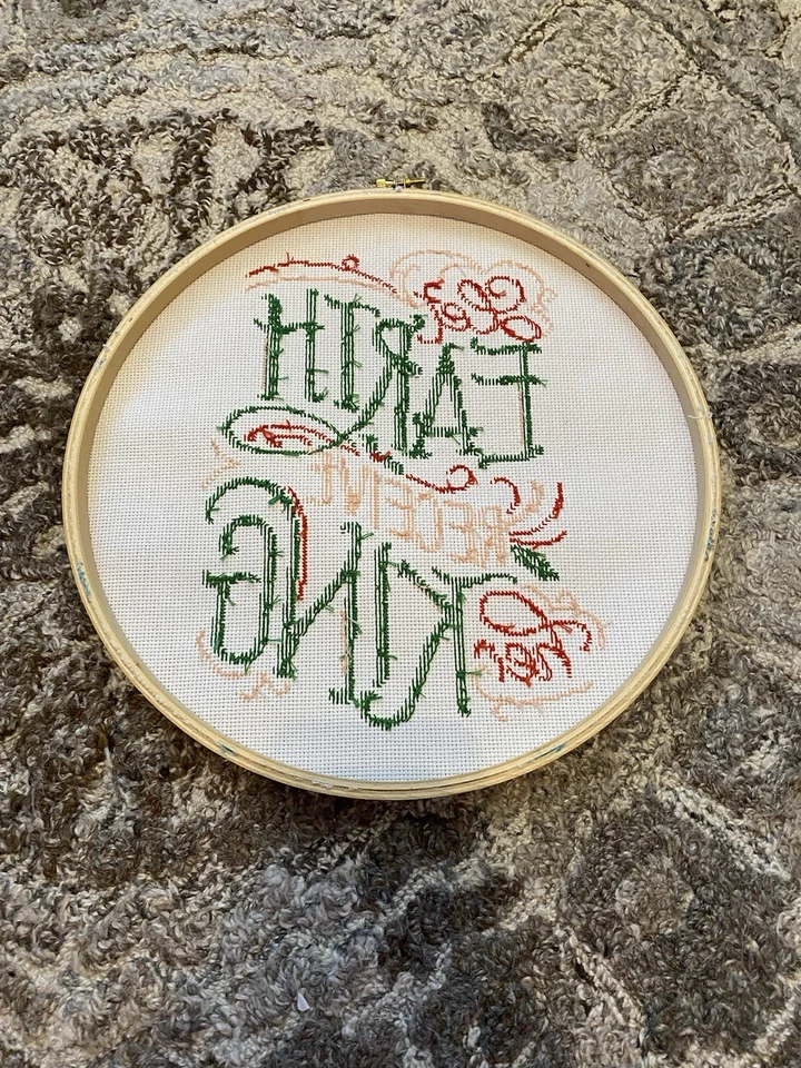 "COMPLETO punto de cruz Navidad alegría para el mundo 12"" aro colgante de pared vacaciones" - Imagen 3 de 3