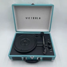 Victrola Journey Bluetooth Portable Suitcase Record Player Turquoise - READ