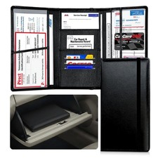 Lintru Car Registration and Insurance Holder Trifold, Oversized Fit Black