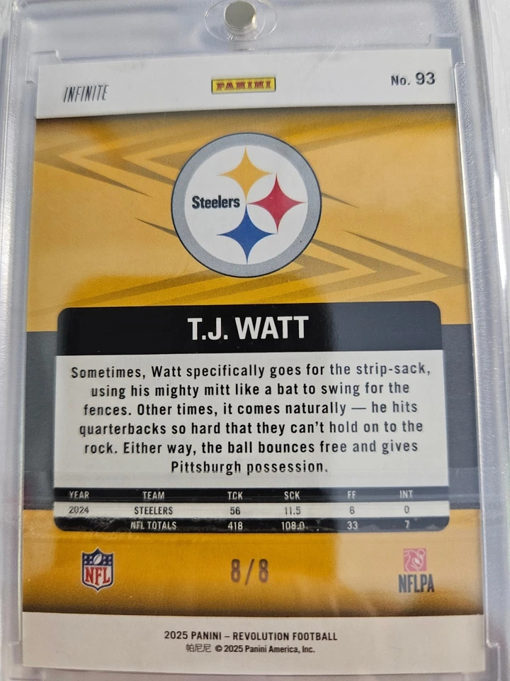 2025 Revolution Football Steelers TJ Watt Infinite SSP 8/8 Bookend - Image 2 of 2