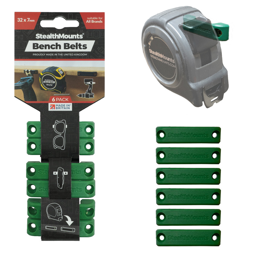 StealthMounts Bench Belts Universal Tool & Accessory Storage Mounts - Green - 6