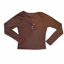 Brown long sleeve henley with