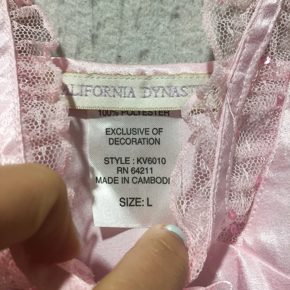 Camisón de satén California Dynasty Cami para mujer L grande rosa brillante encaje cuello en V Foto 4 de 4