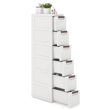 6-Drawer Narrow Rolling Storage Cabinet with Pull Handles Built-in Wheels