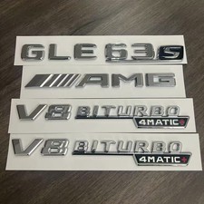 F&uuml;r Mercedes Benz GLE63s AMG V8 BITURBO 4MATIC+ Schriftzug Badges Embleme Chrom