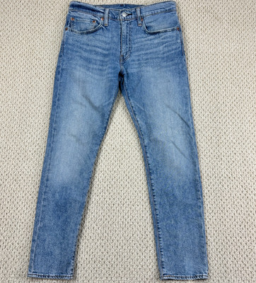 Levis 512 Jeans Fits Men 31x29 Light Blue Premium Denim Slim Taper Big E Whisker