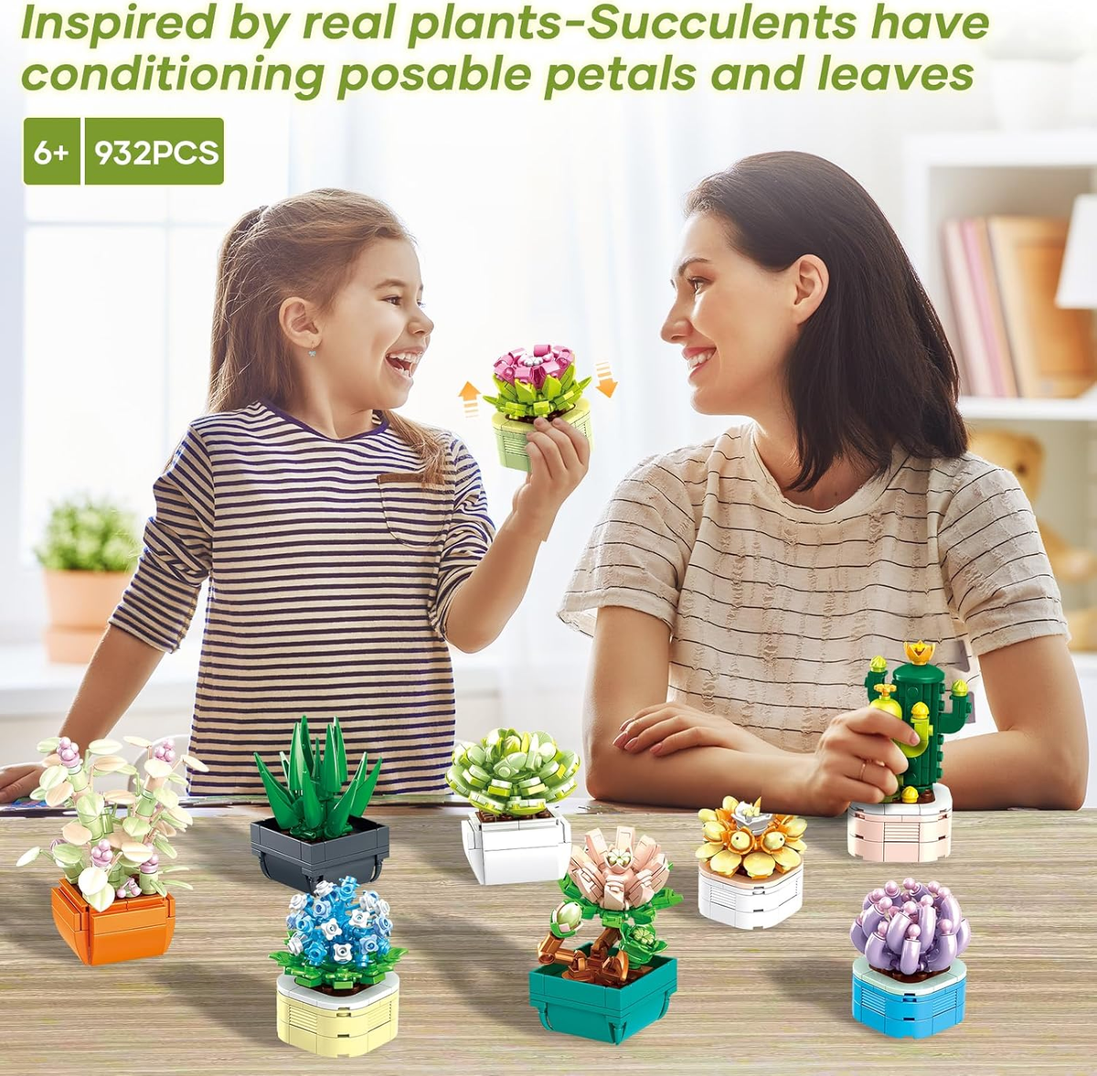 9 Pack Tiny Flowers Succulents Botanical Collection Building Sets