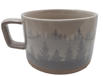 DEMDACO Foggy Forest Pine Trees Rustic Cabin Style Ceramic Coffee Mug Tea Cup