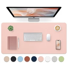 Pink Desk Mat Waterproof Non-Slip Leather Desk Pad Large Mouse pad Computer M...