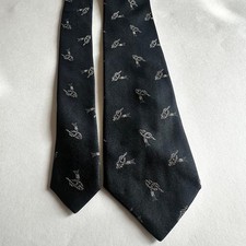 with tag Dior black silk fine pattern embroidery tie